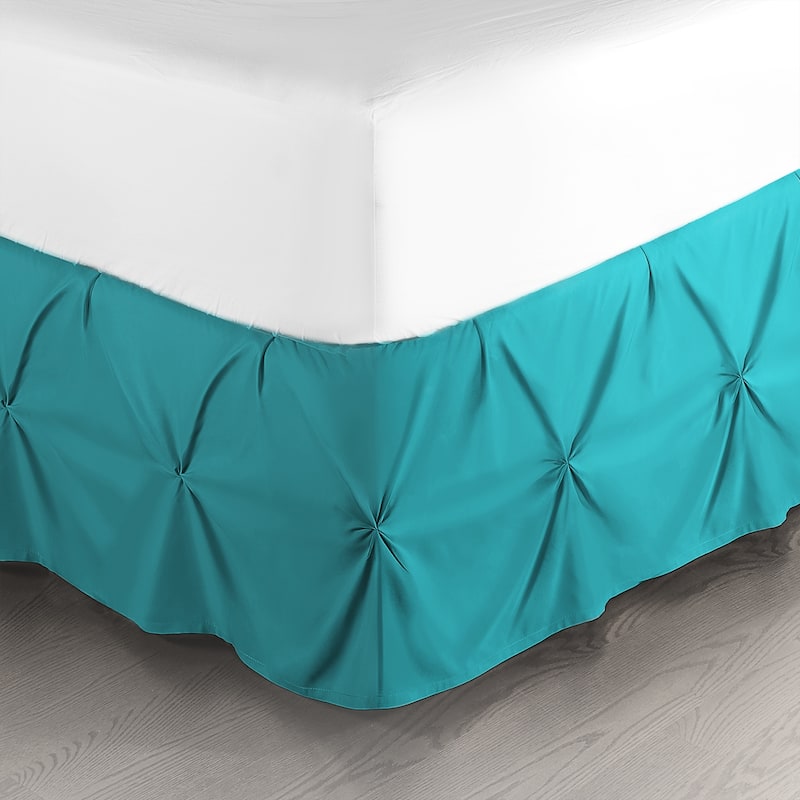 Nestl Pinch Pleat Bed Skirt - Soft Premium Microfiber Ruffle Bed Skirt - 14" Tailored Pintuck Wrap Around Dust Ruffle