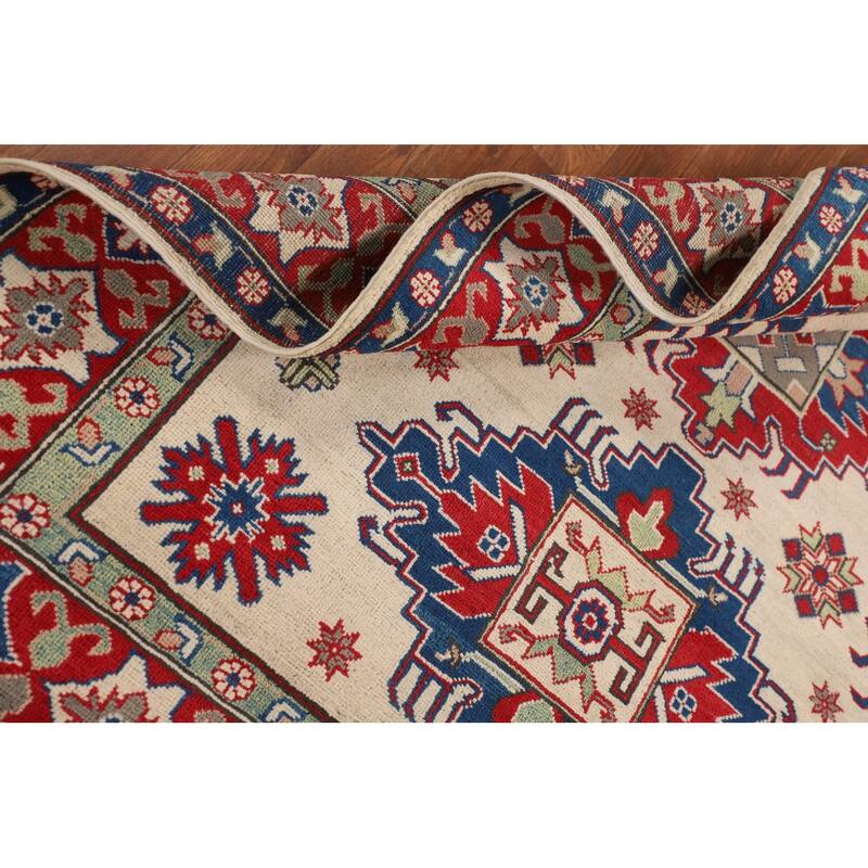Kazak Area Rug Hand-Knotted Dining Room Wool Carpet - 5'0" x 6'8"