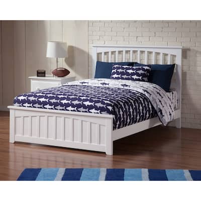 Mission Full Foundation Bed Frame with Matching Footboard in White
