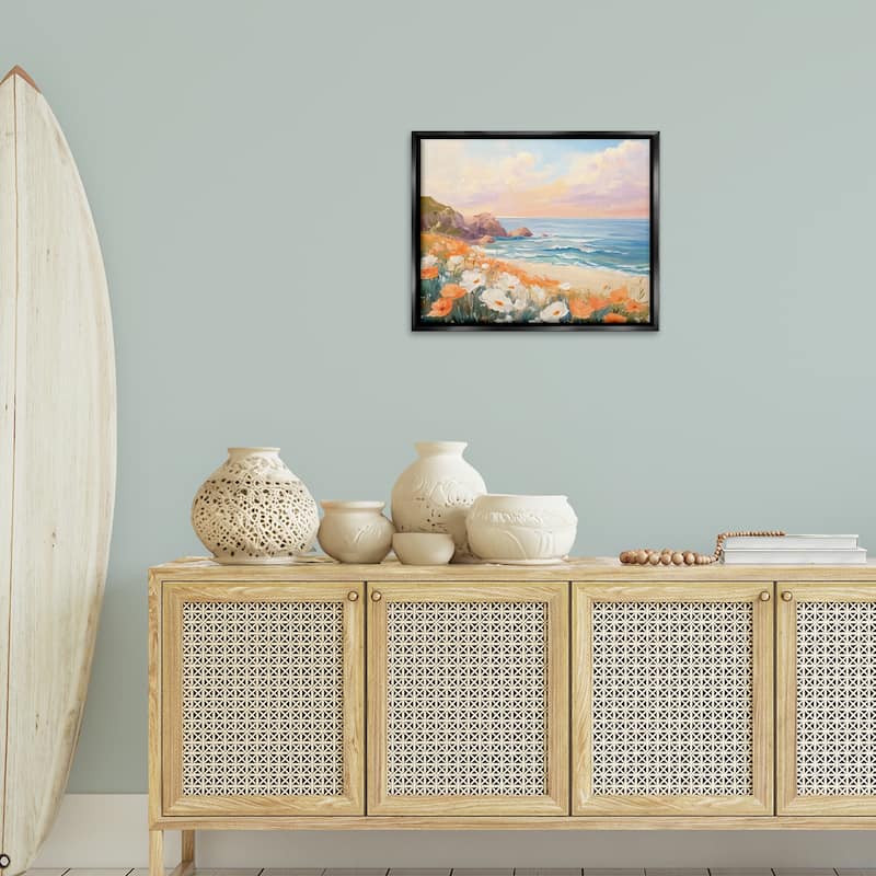 Stupell Poppies by Beach Bay Framed Floater Canvas Wall Art Design By Arlington Prints