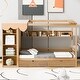 preview thumbnail 2 of 37, Twin Solid Pine Wood House Bed with Built-in Wardrobe & Curtain Fabric, Storage Daybed with 2 Drawers & Storage Shelves, Natural