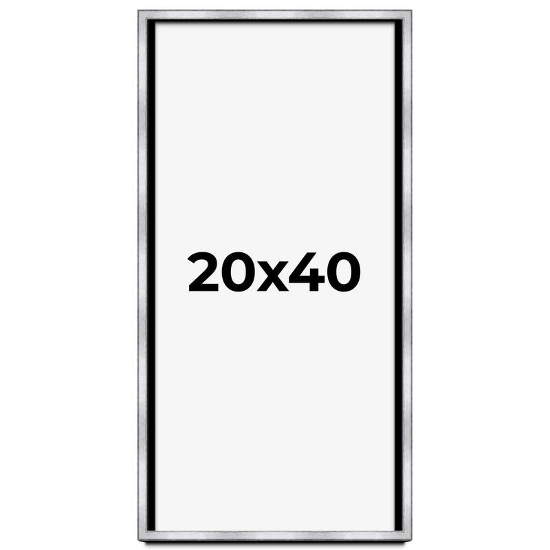 20x40 Shadow Box Frame Silver | 1.375 Inches Deep Real Wood