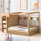 preview thumbnail 19 of 40, Full Size Wood House Bed with Drawers and Wardrobe Natural