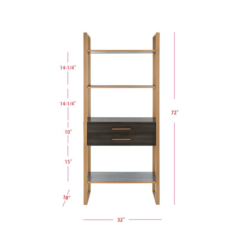 SAFAVIEH Edrie 4-Tier 1 Drawer Etagere Metal - 32" x 18" x 72" - 32Wx18Dx72H