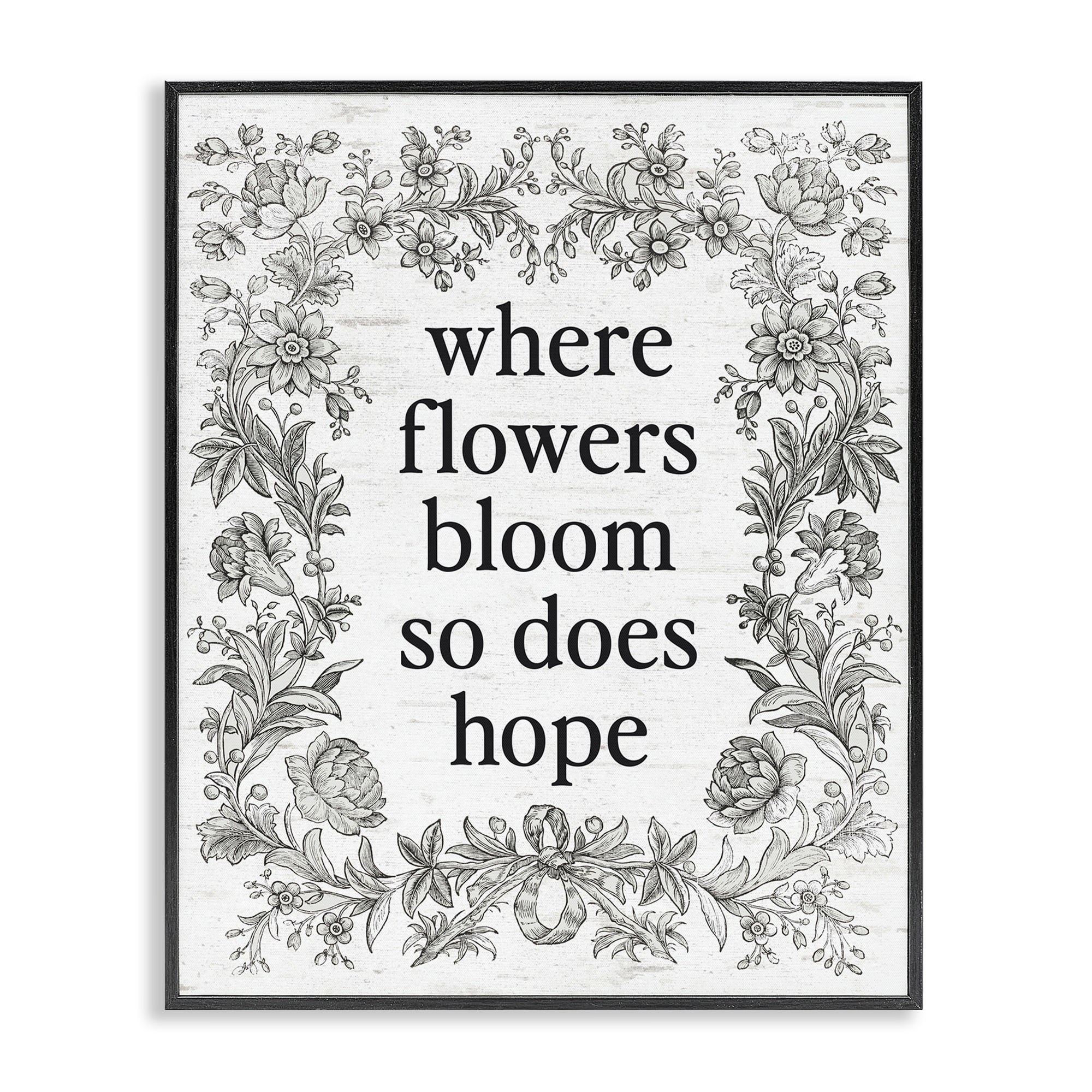 Stupell Hope Blooms Vintage Border Framed Giclee Art Design By Lettered and Lined