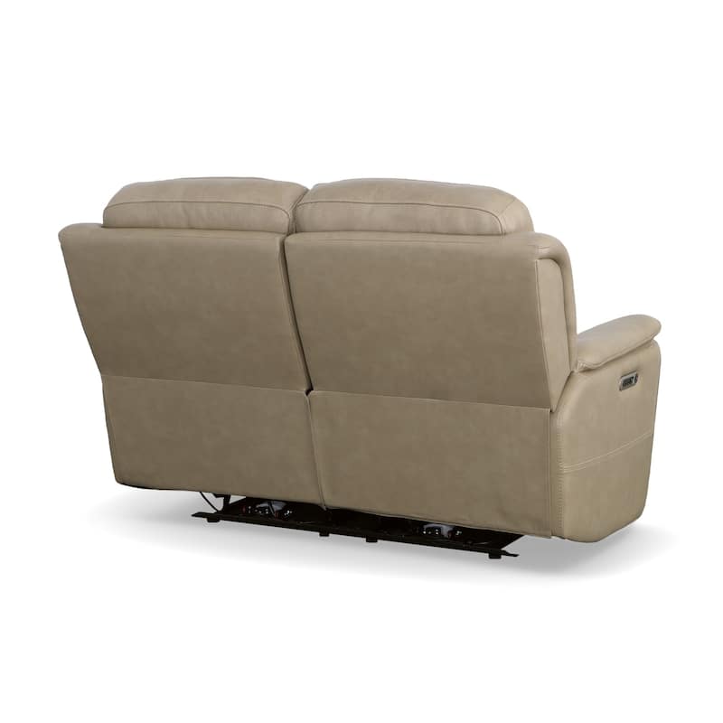 Crew Top Grain Leather Power Reclining Loveseat with Power Headrests & Lumbar