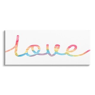 Stupell Simplistic Rainbow Love Text Cursive Typography Canvas Wall Art ...