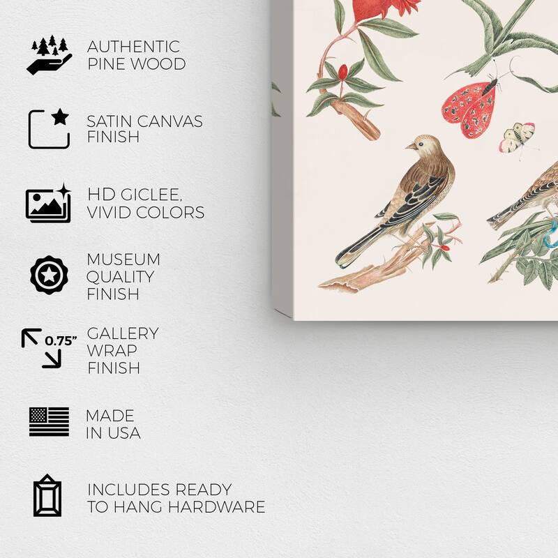 Wynwood Studio Canvas Animals Bird Sighting Red and Light Brown Traditional Wall Art Canvas Print - Red, Brown