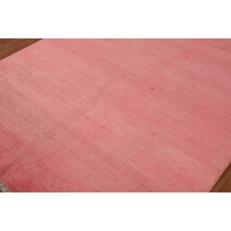 Modern Pink Gabbeh Oriental Area Rug Handmade Wool Carpet - 5'4"x 7'8"