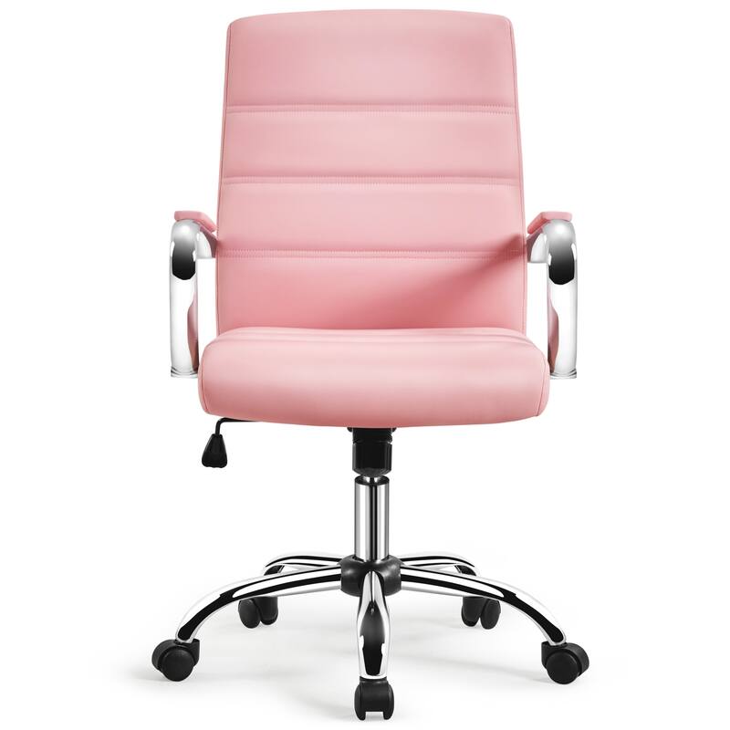 Yaheetech Adjustable Mid-Back Faux Leather Swivel Office Chair with Height-Adjustable Seat