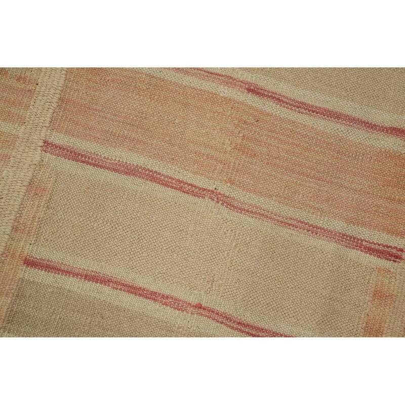 Hand Woven Oriental 100% Wool Carpet Southwestern Tribal Oranges & Rust Kilim Runner Rug - 11' 9'' X 2' 6''