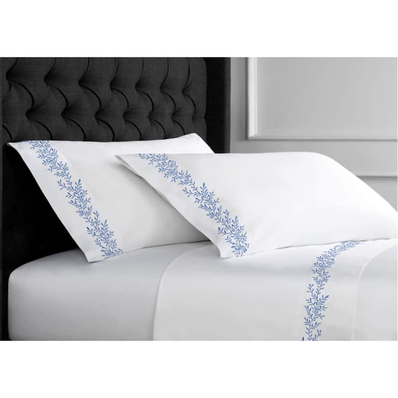 Home Sweet Home Collection 600TC Cotton Floral Vine Embroidery Sheet Set - 3 colors