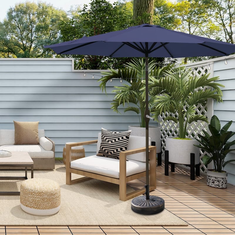 Lopes 9-foot Patio Umbrella with Bronze Finish Base Weight Stand Included