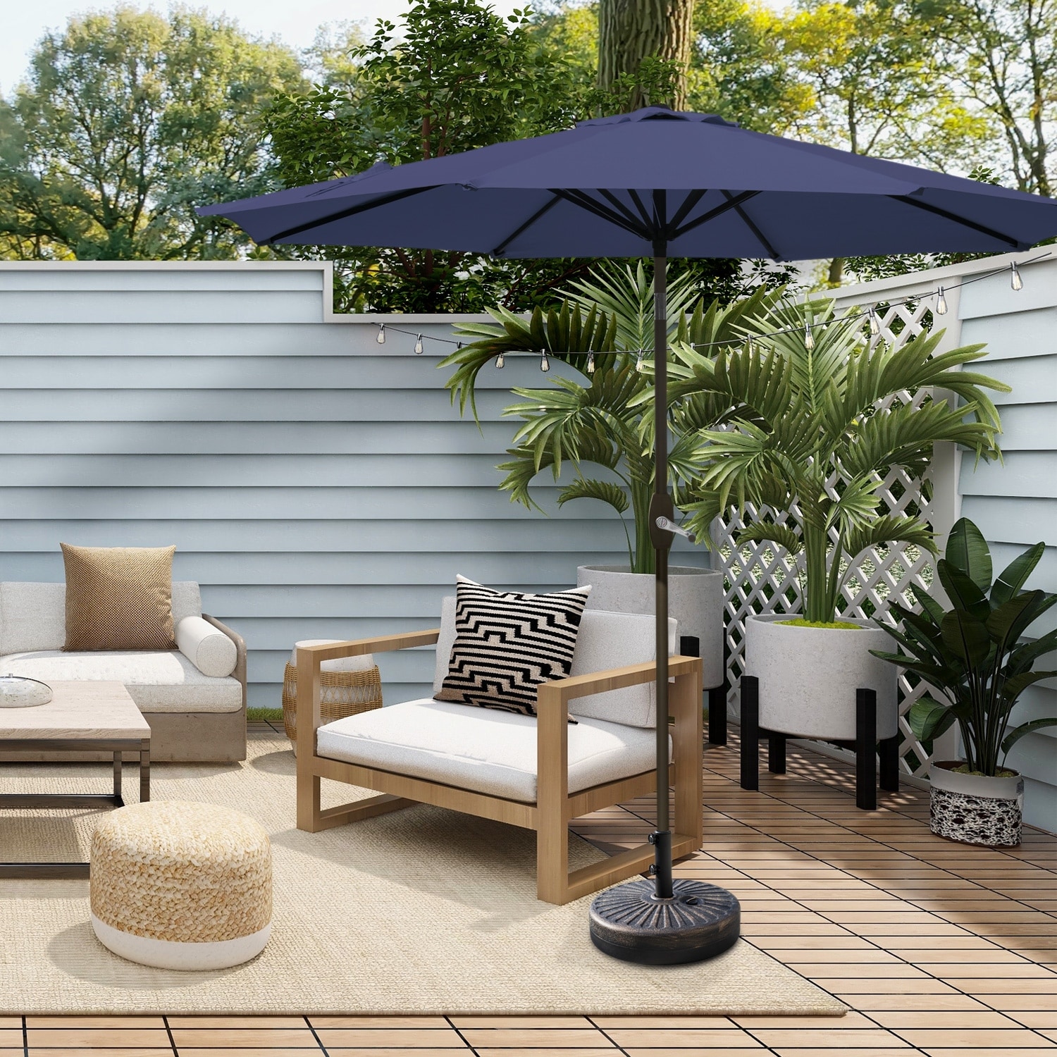 hd desighns 9 foot patio umbrella 9-Foot Outdoor -Hexagonal Basic Push-Tilt Tilt and crank it your way Commercial Outdoor Umbrella - 9