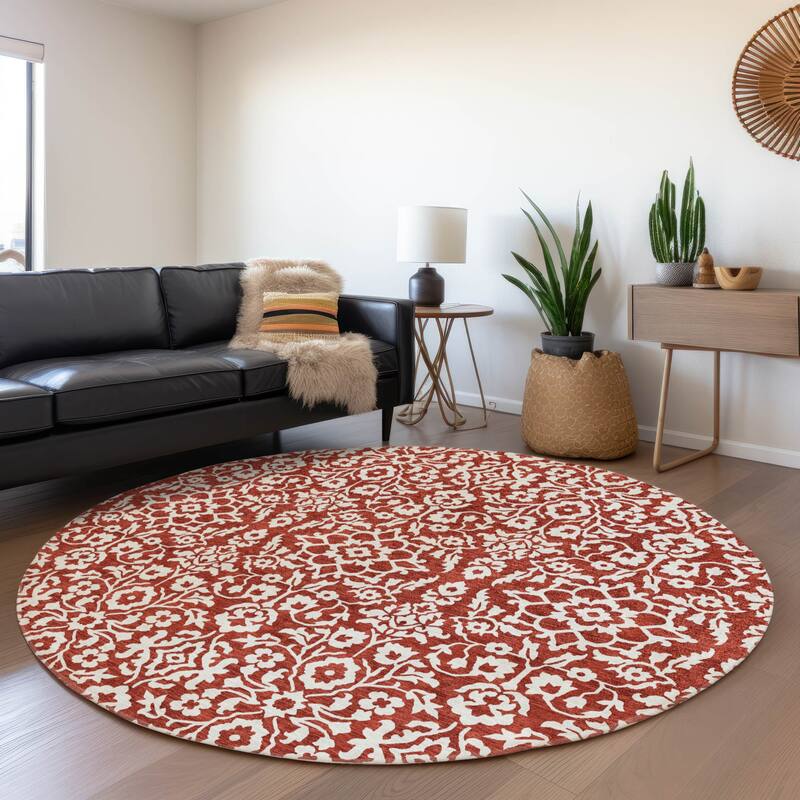 Premium Washable Super Soft Traditional Mekenzie Mayfield Rug - Red - 8' x 8'