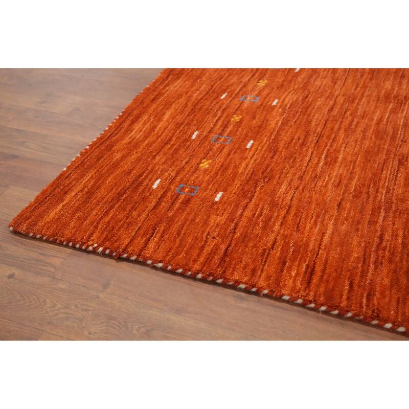Hand Knotted Oriental 100% Wool Carpet Tribal Animal Pictorial Oranges & Rust Gabbeh Area Rug - 9' 8'' X 7' 10''