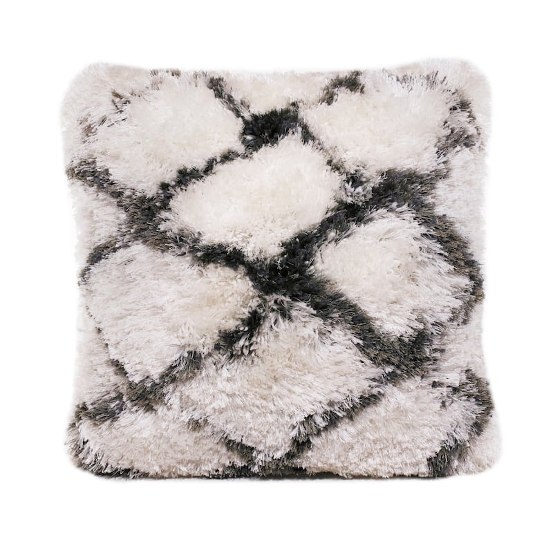 Sevita Soft Shag Glam Distressed Diamond Throw Pillow