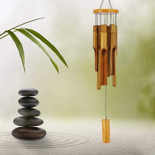 WIND CHIME STAINED WOOD STAR HAND CRAFTED BEAUTIFUL MELODY