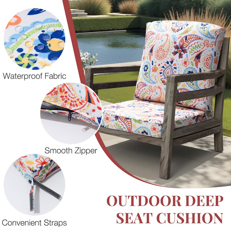 22 x 21 in Patio Premium fabric Outdoor Seat Cushions Set (Seat & Back)