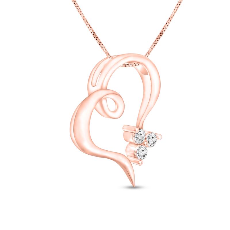 1/15 Cttw Natural Diamond 14KT Pink Gold Pendant