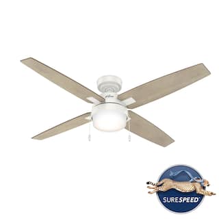Hunter 54" Castlehill Fresh White Ceiling Fan with LED Light Kit and Pull Chain - Casual, Transitional, Minimalist