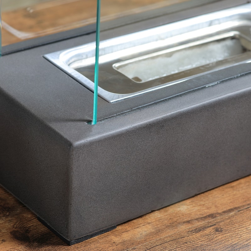 HOMCOM Tabletop Fireplace, 13" Concrete Alcohol Fireplace for Indoor and Outdoor, 0.04 Gal Max 195 Sq. Ft.