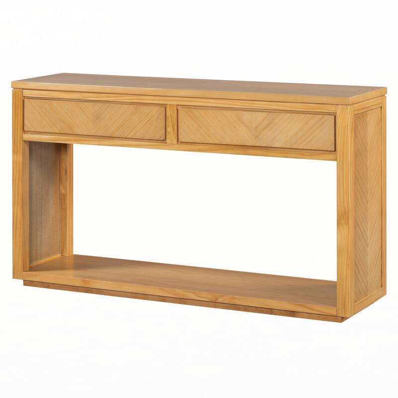 55" Rustic Wooden Entryway Console Table(Natural)