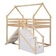 preview thumbnail 5 of 22, Twin over Twin House Loft Bunk Bed with Slide, Natural