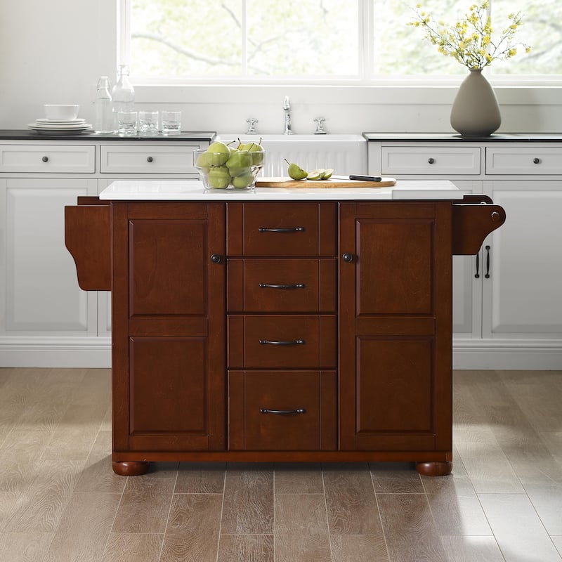 Kitchen Island Stone Top Portable Cart Storage Cabinet Modern Kitchen Furniture