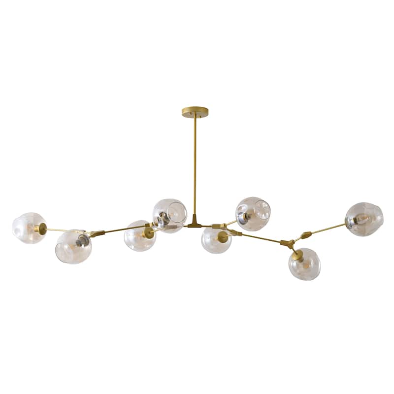 Gold Metal Chandelier With Amber Glass Shades