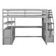 preview thumbnail 8 of 34, Full Loft Bed with Desk and Shelves, Drawers, Storage Staircase, Gray