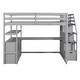 preview thumbnail 6 of 30, Full Size Grey Loft Bed with Desk, Shelves, Storage Staircase, and Two Built-in Drawers for Maximized Space