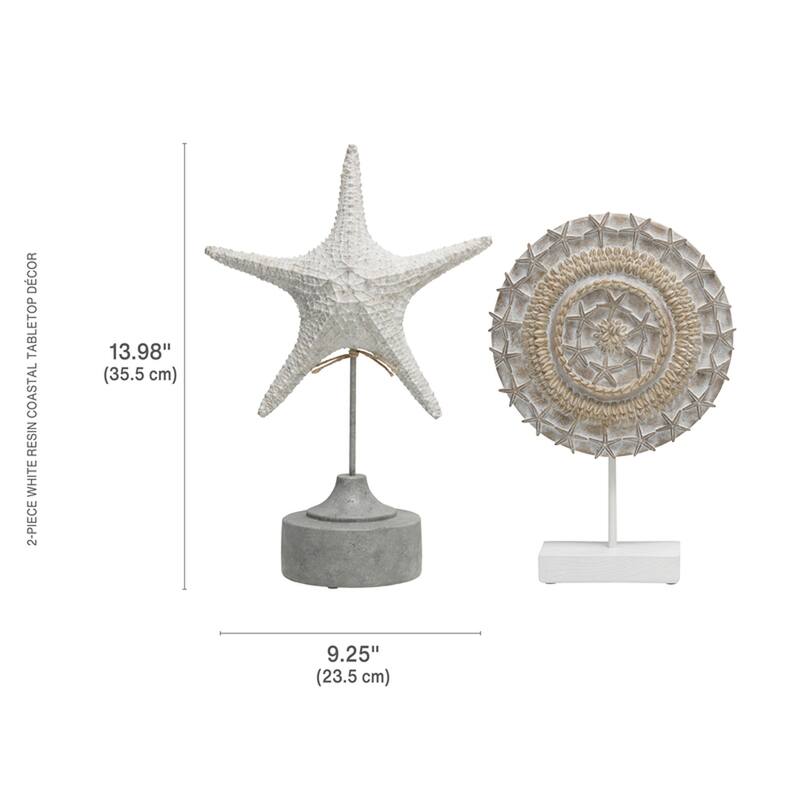 Elements Set of 2 White Resin Coastal Tabletop Décor