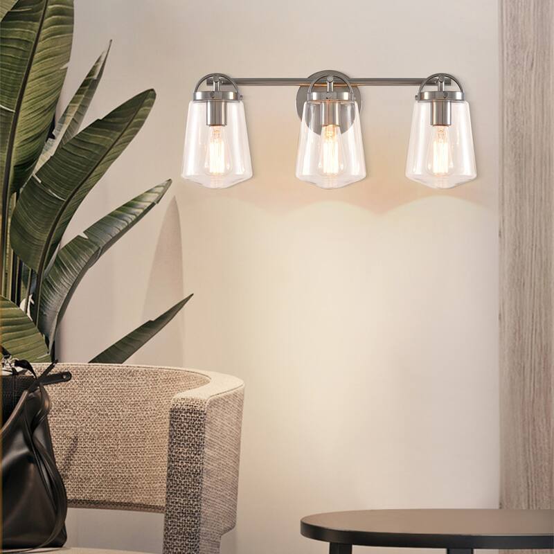 22" Modern 3-Light Glass Bathroom Vanity Light Wall Sconce