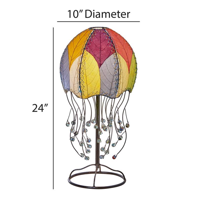 Eangee Handmade Jellyfish Table Lamp, Cocoa Leaves Shade, 10 x 10 x 24 in. - 10 x 10 x 24