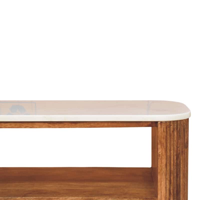 Artisan Furniture Solid Wood Beaumont Marble Shoe Bench ,Brown