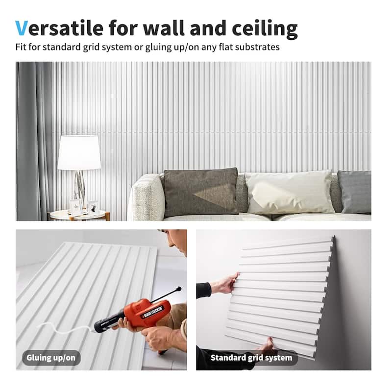 Art3d 2 x 4 ft Drop Ceiling Tiles,Slat Design 3D Wall Panels,Pack of 12