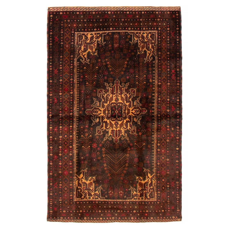 Teimani Black Rug 4'1" x 6'8" - 4'1 x 6'8 - Black - 4'1 x 6'8