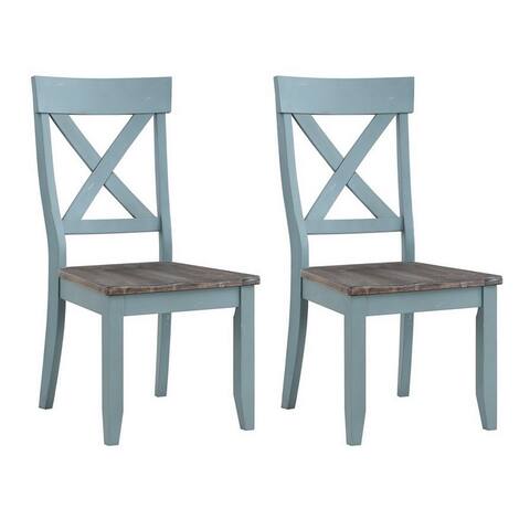 Somette Bar Harbor Blue Crossback Dining Chairs, Set of 2
