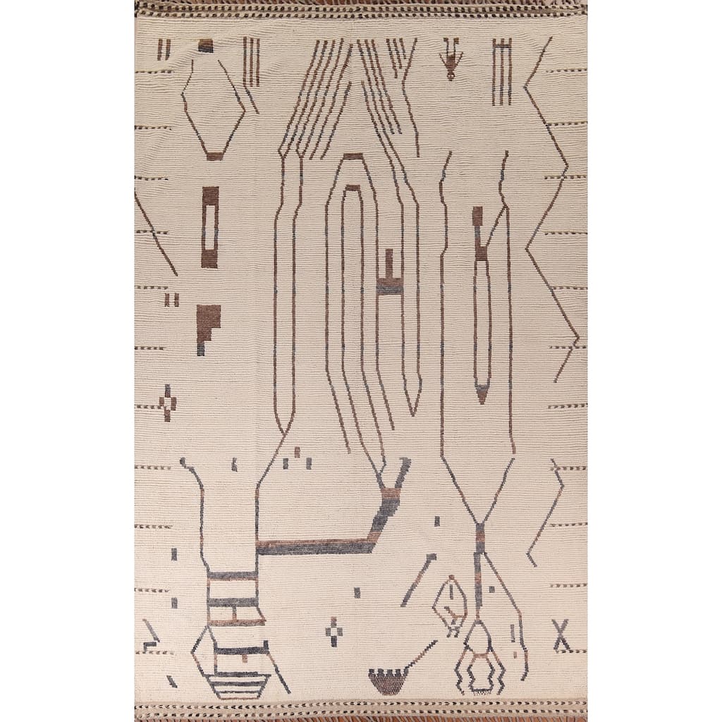 All-Over Abstract Moroccan Large Oriental Rug Handmade Wool Carpet - 9'11"x 14'5"