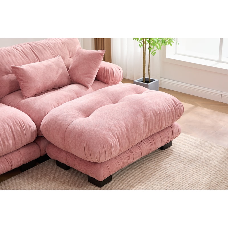 GDFStudio - Pelletized U Shape Cloud Couch with Bolster Armrest Pillows