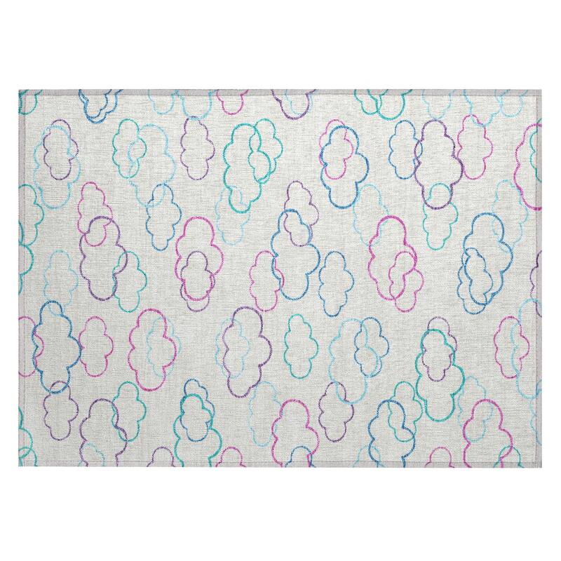 Machine Washable Indoor/ Outdoor Modern Clouds Chantille Rug