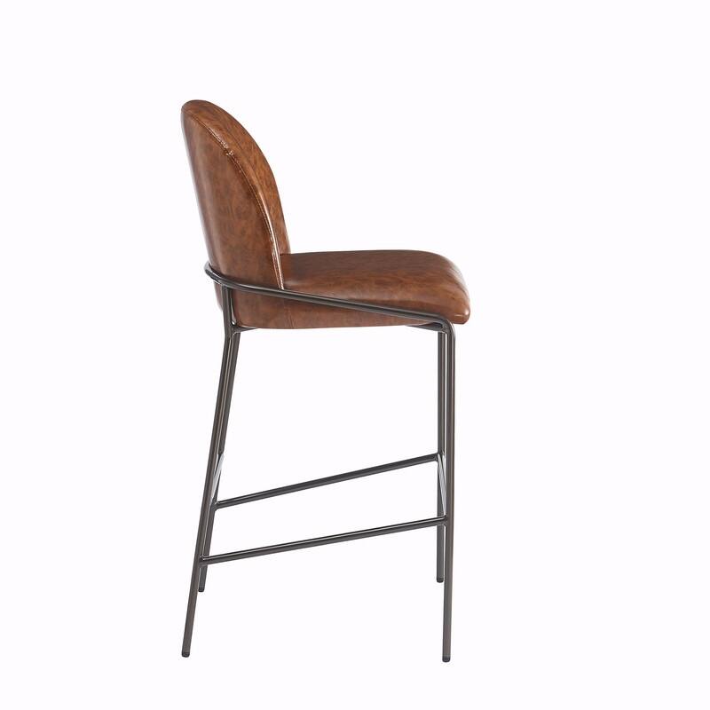 Galen Indoor Upholstered Metal Bar Stools with Gray Fabric and Antique Bronze Finish, Set of 2