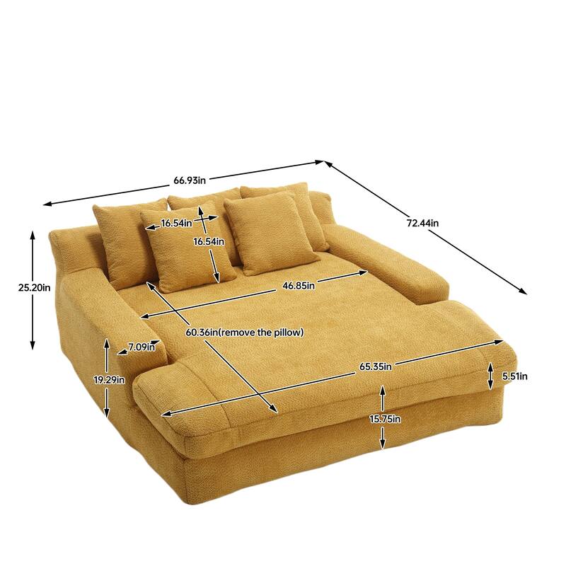 Chenille double spacious lazy sofa Living room Comfortable deep seat sofa with five pillows