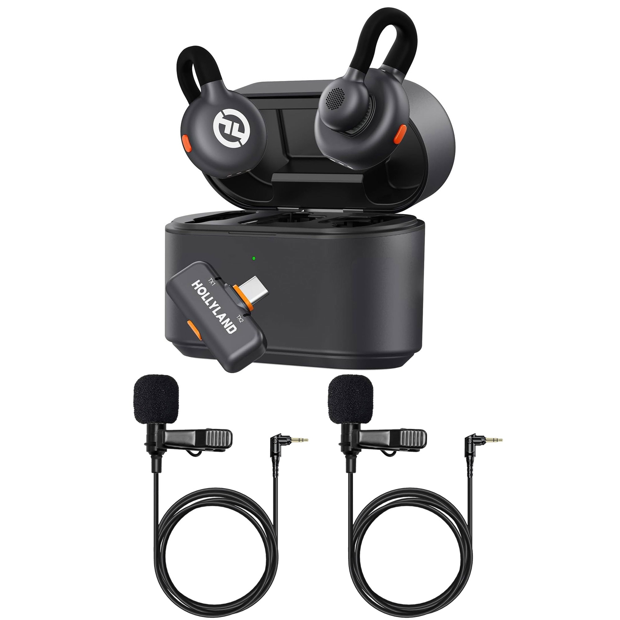 Hollyland LARK M2S DUO 2-Person Wireless Mic System with USB-C Connector for Mobile Devices - Plug & Play + 2x Lavalier Mic