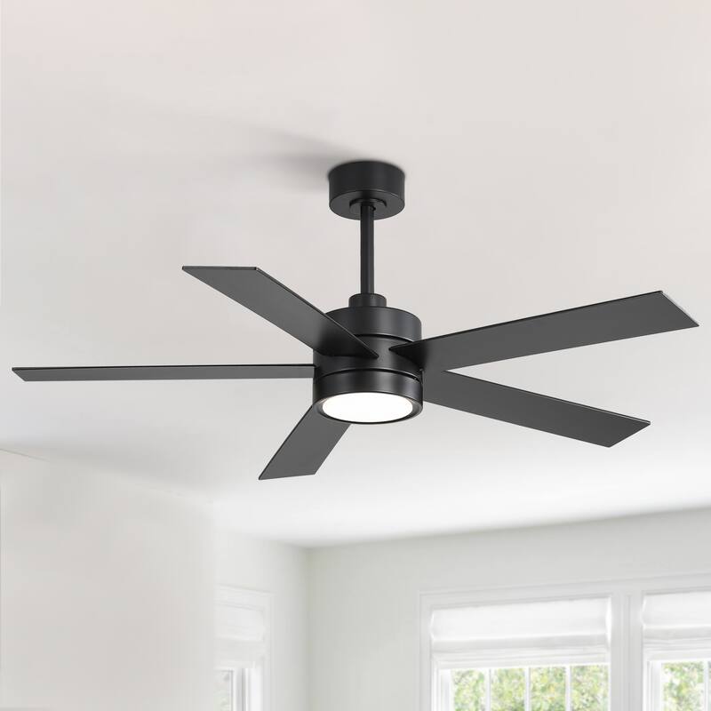52-IN Black Industrial LED Ceiling Fan with Light Kit and Remote (5-Blade)