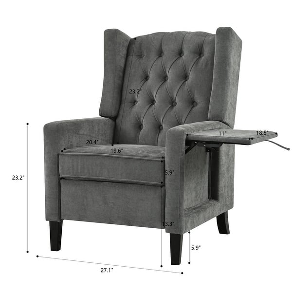 dimension image slide 0 of 6, Manual Adjustable WingBack Recliner Chair, with Foldable Side Table, USB Charging Ports, PushBack Reclining Chairs