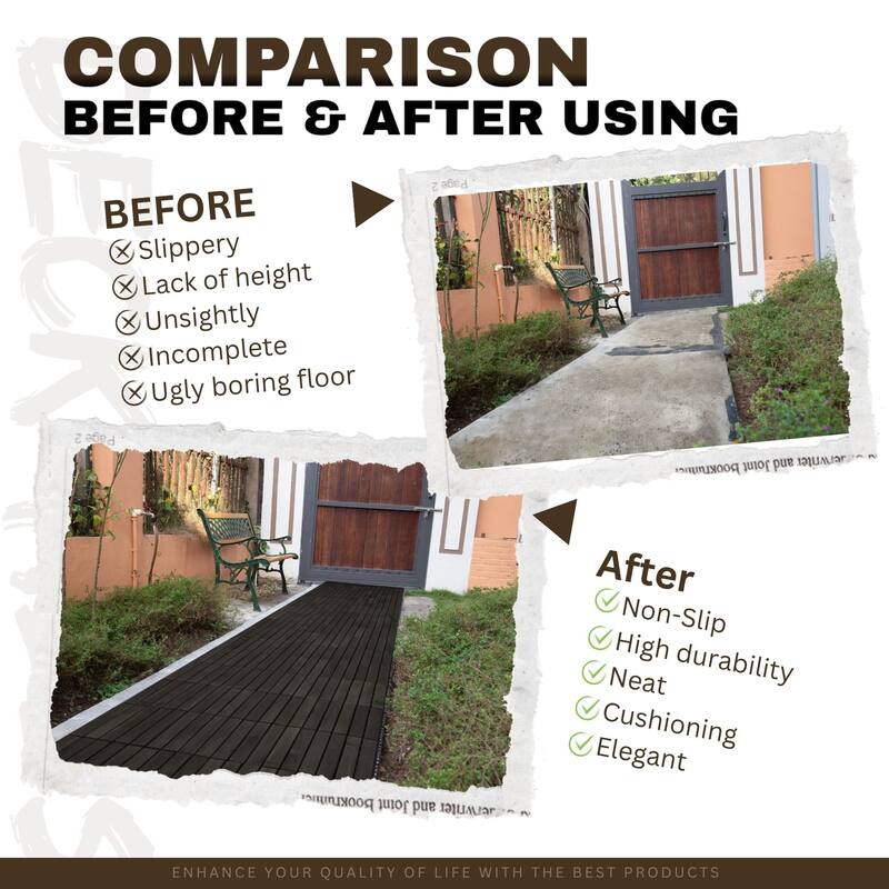 Dark Brown Square Acacia Hardwood Outdoor Flooring
