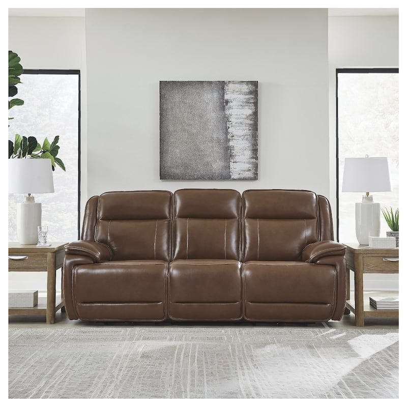 Signature Design by Ashley Healy Pier Brown Power Reclining Sofa - 89.25" W x 40" D x 42.25" H - 89.25" W x 40" D x 42.25" H - Brown