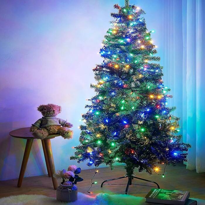 6 Ft Artificial Christmas Tree with 300 LED MultiColored String Lights